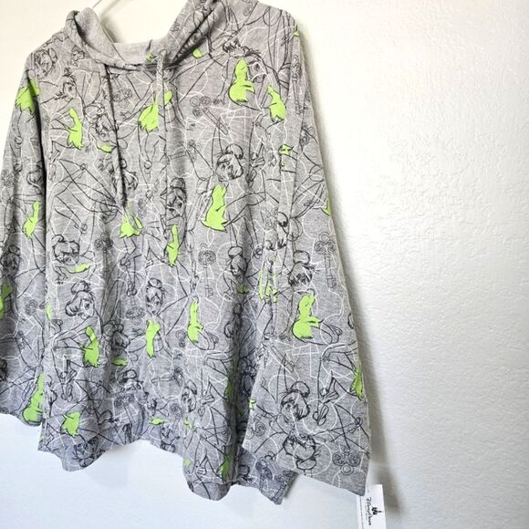 NWT Disney Parks | Tinkerbell Allover Graphic Print Hood Top, Womens Large - Picture 2 of 6